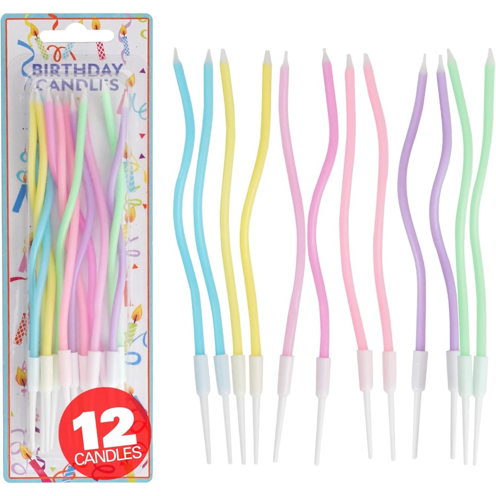 Candle Supplies Free Shipping - Rainbow Spiral Birthday Cake Candles Set