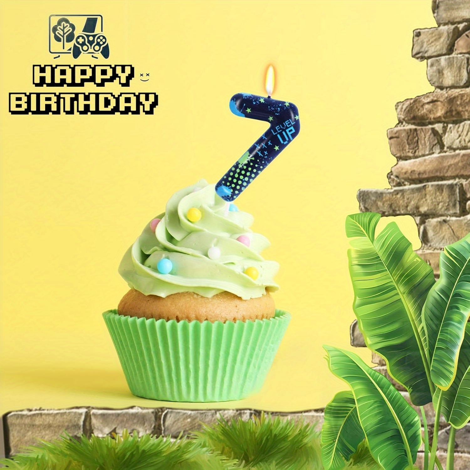 Blue Game Boy 0-9 Birthday Can - Candle Supplies Free Shipping 评论和价格