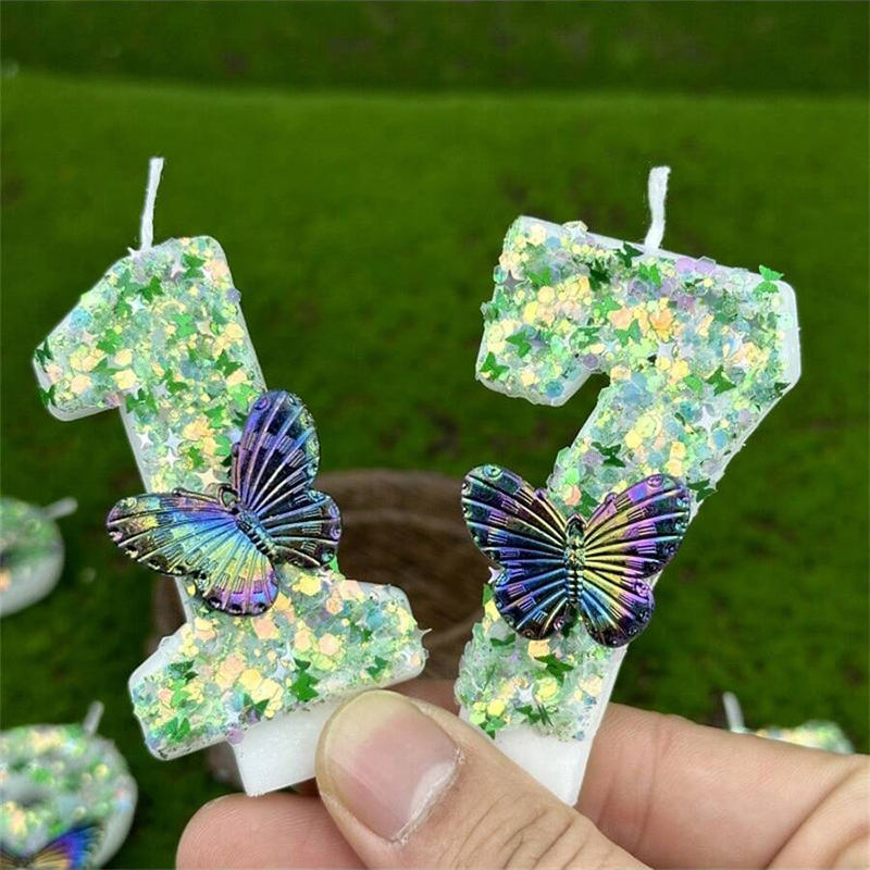 1Pc Green Sequins Number 0-9 B - Candle Supplies Free Shipping 评论和价格